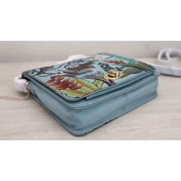 Anuschka 7431-AMA Amazon Sloth Jungle Animals Front Flap Crossbody Bag - Picture 4 of 12